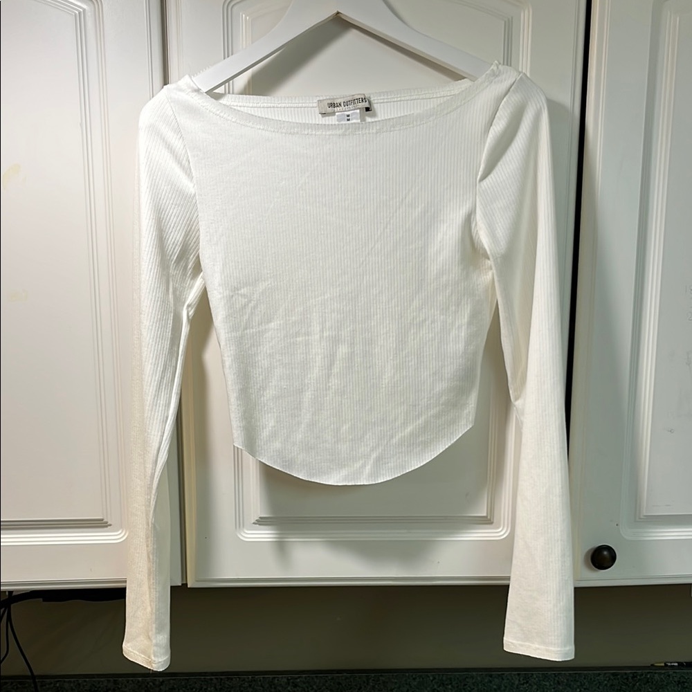 Urban Outfitters Cream Ribbed Long Sleeve Top